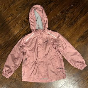 Pink L.L.Bean Kids' Trail Model Rain Jacket, Colorblock; size S(4)